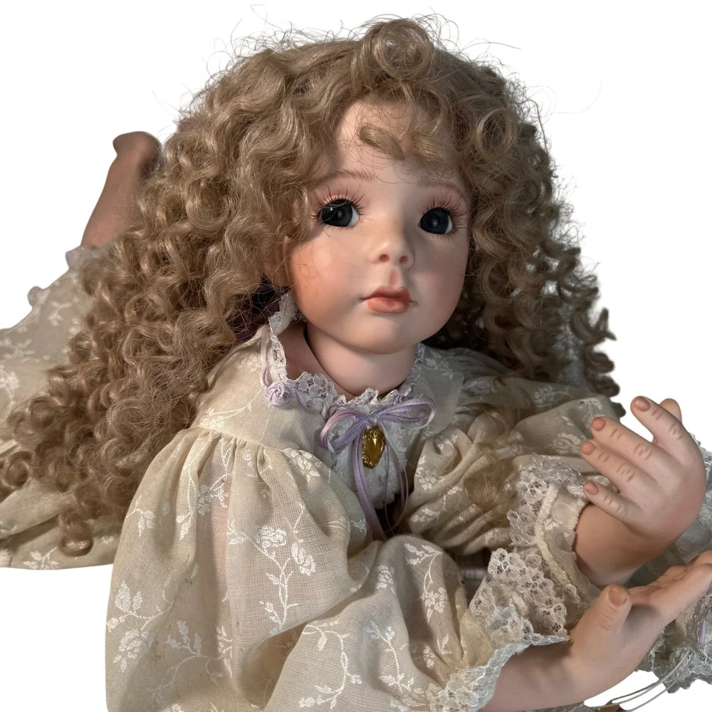RARE Charlene Marie '97 Porcelain Doll Blonde Curls Lace Gown Collectible SIGNED